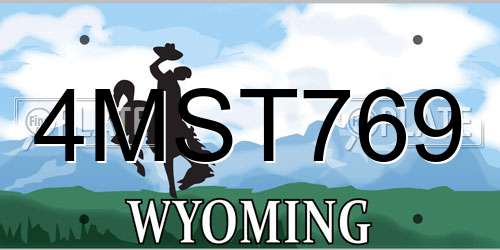 4MST769 Wyoming License Plate
