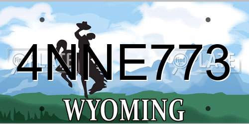 4NNE773 Wyoming License Plate