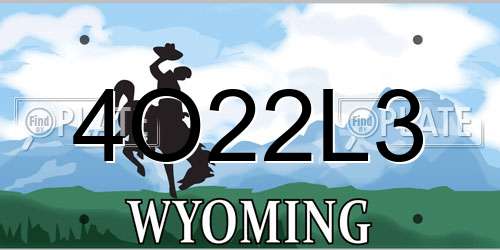 4O22L3 Wyoming License Plate
