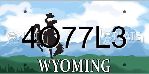 4O77L3 Wyoming License Plate