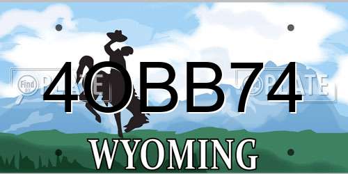 4OBB74 Wyoming License Plate