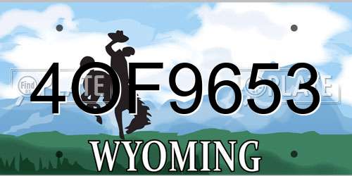 4OF9653 Wyoming License Plate