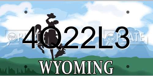 4Q22L3 Wyoming License Plate