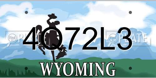 4Q72L3 Wyoming License Plate
