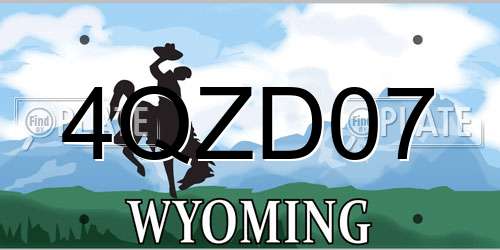 4QZD07 Wyoming License Plate