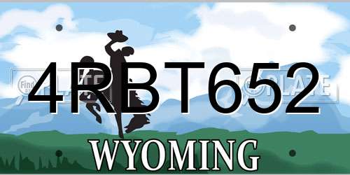 4RBT652 Wyoming License Plate