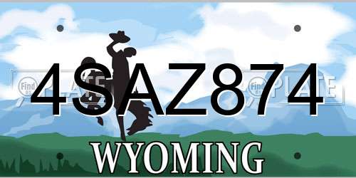 4SAZ874 Wyoming License Plate