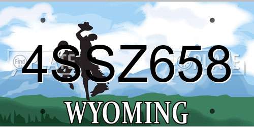 4SSZ658 Wyoming License Plate