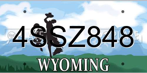 4SSZ848 Wyoming License Plate