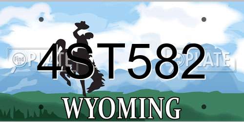 4ST582 Wyoming License Plate