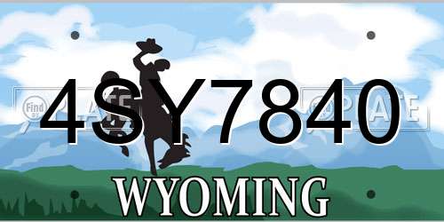 4SY7840 Wyoming License Plate
