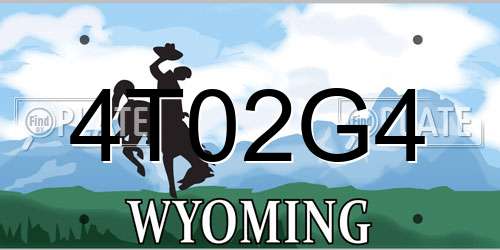 4T02G4 Wyoming License Plate