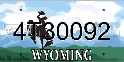 4T30092 Wyoming License Plate