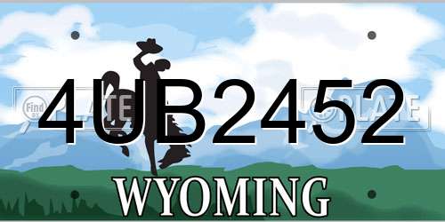 4UB2452 Wyoming License Plate