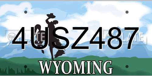 4USZ487 Wyoming License Plate