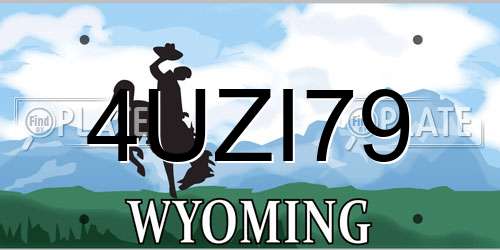 4UZI79 Wyoming License Plate