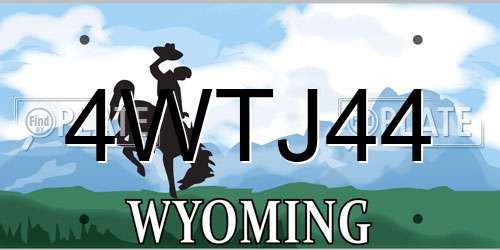 4WTJ44 Wyoming License Plate