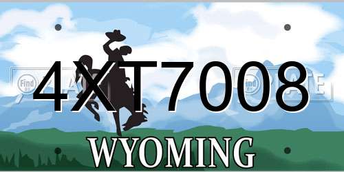 4XT7008 Wyoming License Plate