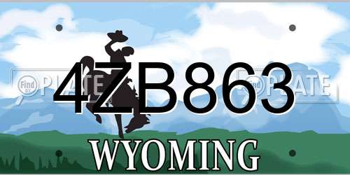 4ZB863 Wyoming License Plate