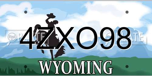 4ZXO98 Wyoming License Plate