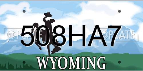 508HA7 Wyoming License Plate