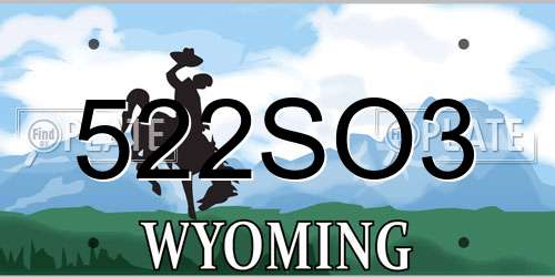 522SO3 Wyoming License Plate