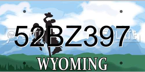 52BZ397 Wyoming License Plate