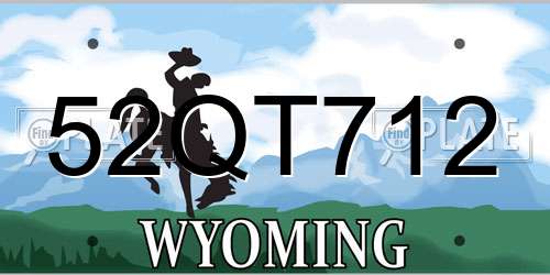 52QT712 Wyoming License Plate