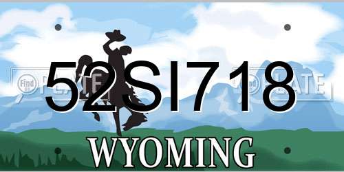 52SI718 Wyoming License Plate