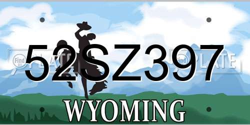 52SZ397 Wyoming License Plate