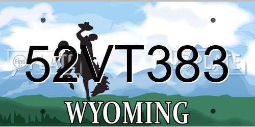 52VT383 Wyoming License Plate