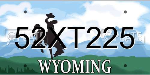 52XT225 Wyoming License Plate