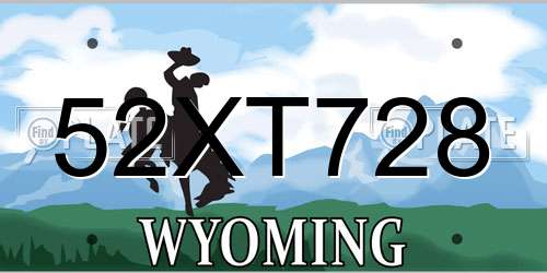 52XT728 Wyoming License Plate