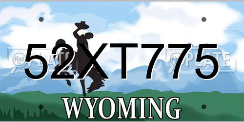 52XT775 Wyoming License Plate