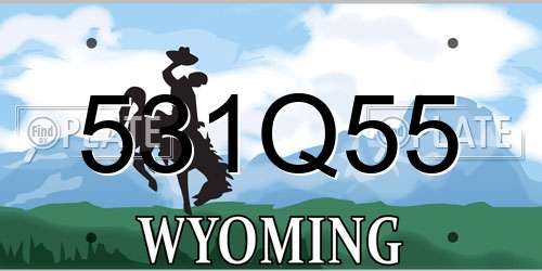 531Q55 Wyoming License Plate