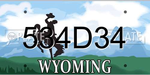 534D34 Wyoming License Plate