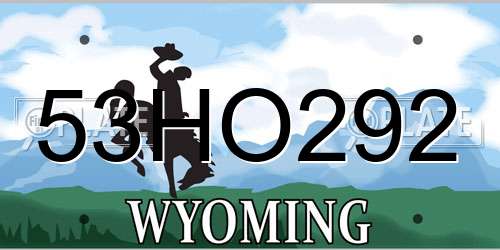 53HO292 Wyoming License Plate