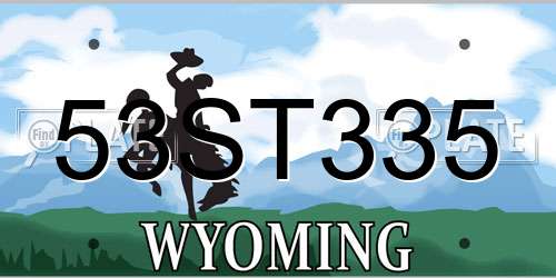 53ST335 Wyoming License Plate