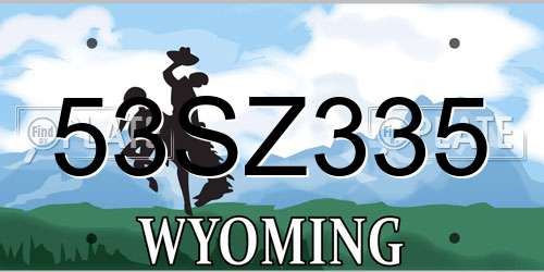 53SZ335 Wyoming License Plate