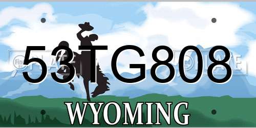 53TG808 Wyoming License Plate