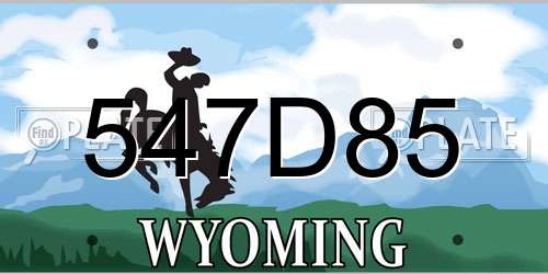547D85 Wyoming License Plate