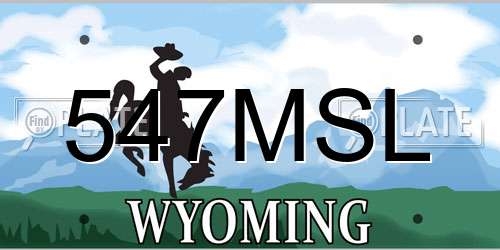 547MSL Wyoming License Plate