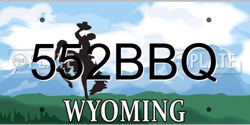 552BBQ Wyoming License Plate