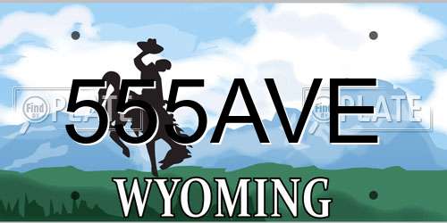 555AVE Wyoming License Plate