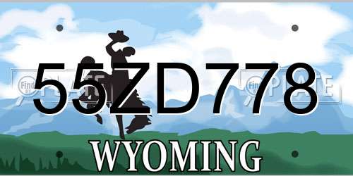 55ZD778 Wyoming License Plate