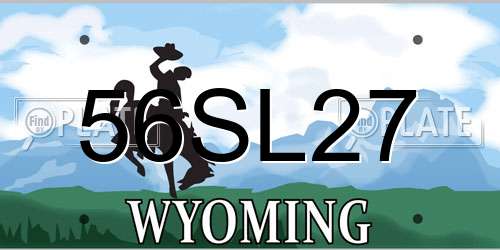 56SL27 Wyoming License Plate
