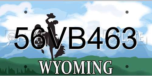 56VB463 Wyoming License Plate