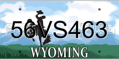 56VS463 Wyoming License Plate