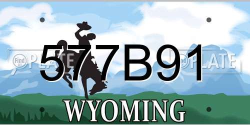 577B91 Wyoming License Plate