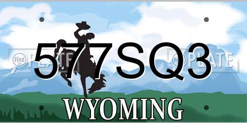 577SQ3 Wyoming License Plate